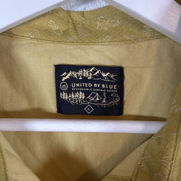 United by Blue Chartreuse Leaf Sprig Sleeveless Button Down Collared Dress Large - Picture 3 of 7